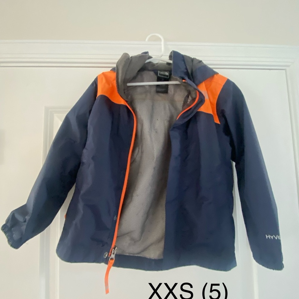 The North Face Kids Navy and Orange Raincoat